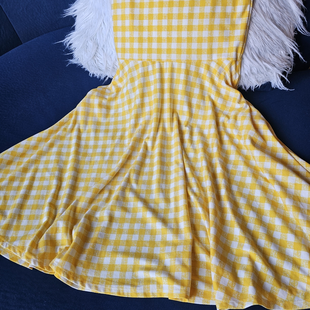 LuLaRoe Yellow Gingham Sleeveless Dress - Picture 3 of 5